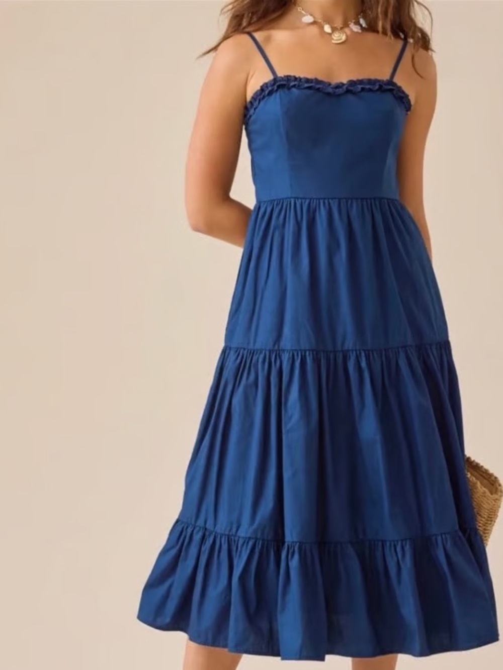 Altar'd State Navy Tiered Spaghetti Strap Maxi Dress
